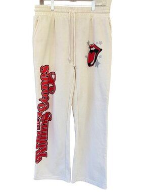 The Rolling Stones White Drawstring Sweatpants XL UNISEX ADULTS
